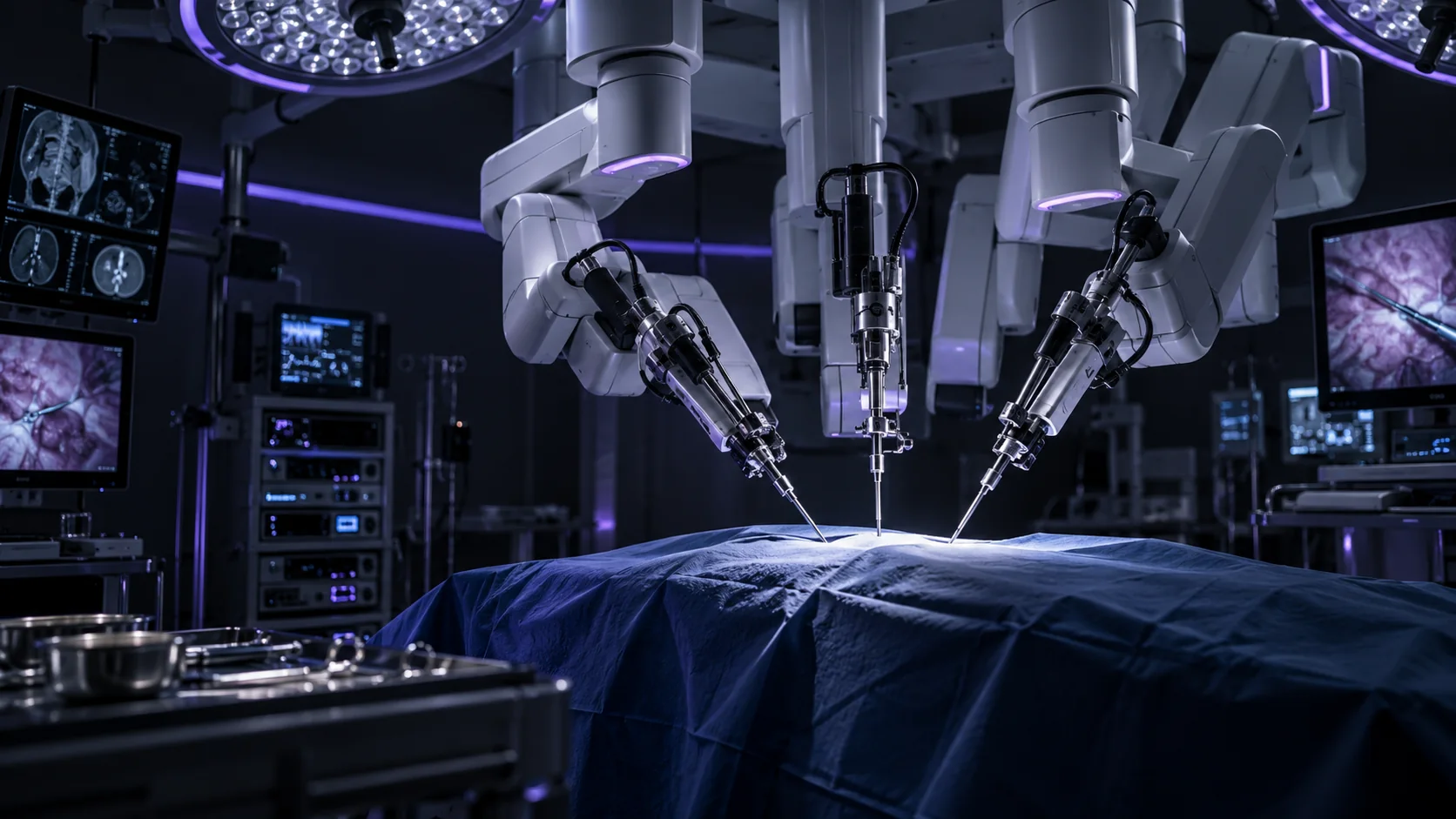 Imagen conceptual de un quirófano con tecnología robótica